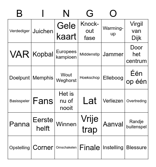 EK Voetbal 2024 Bingo Card