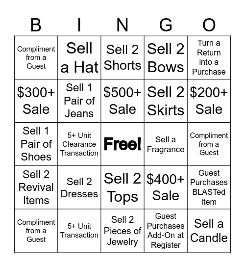 Altar'd State Bingo Card