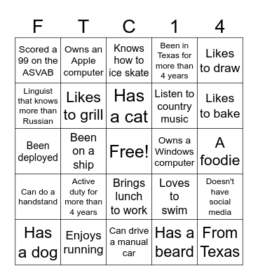 FTC14 Bingo Card