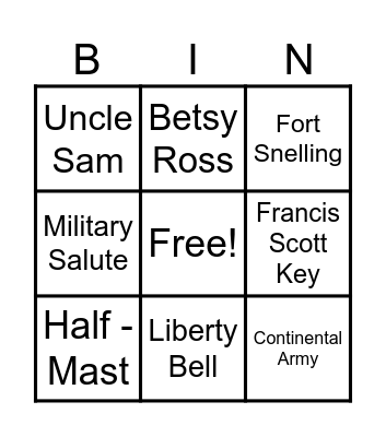 Patriotic BINGO Card