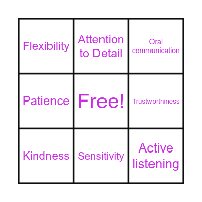 Interpersonal Skills Bingo Card