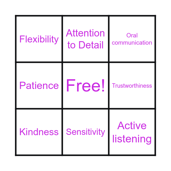 Interpersonal Skills Bingo Card