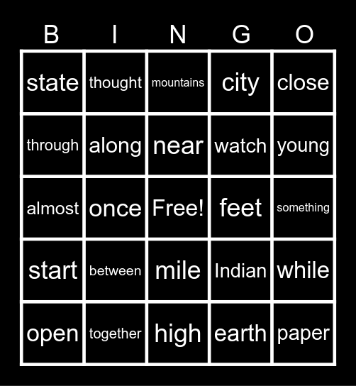 FRY WORDS :) Bingo Card