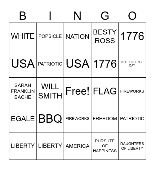 JULY FUNDAY Bingo Card