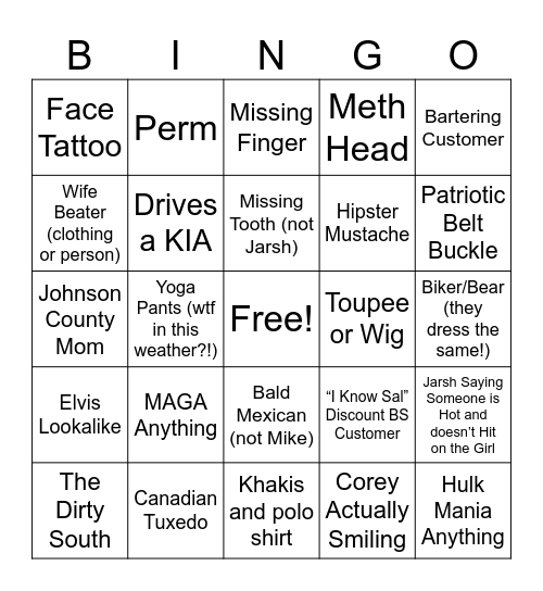 Founding Fathers in the Tents Day 1 Bingo Card