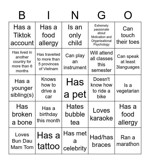 Bingo! Bingo Card