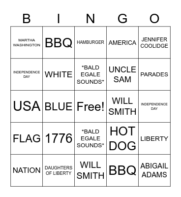JULY FUNDAY Bingo Card