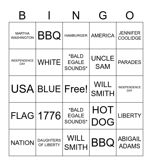 JULY FUNDAY Bingo Card