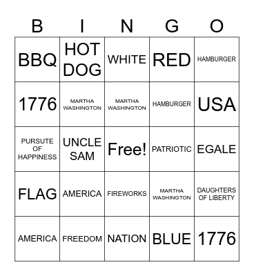 JULY FUNDAY Bingo Card