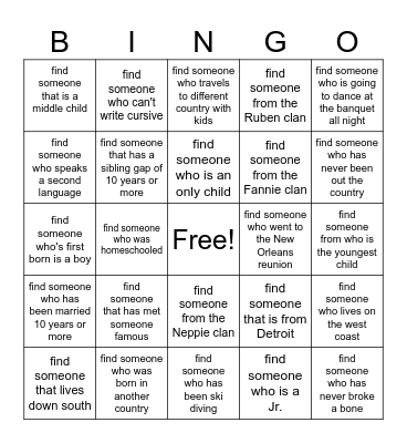 CUMBERLANDER ICE BREAKER Bingo Card