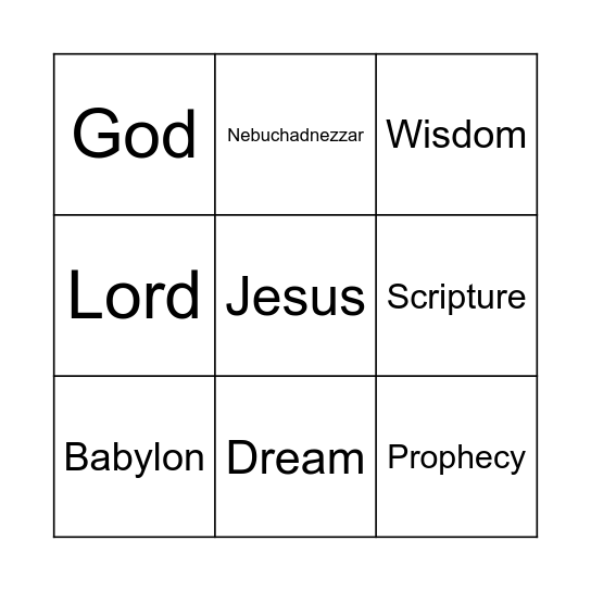 Chapel Bingo Card