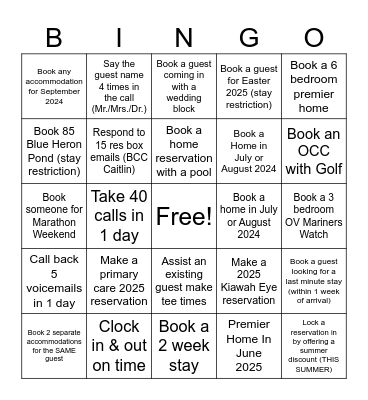 July Bingo Kicker Bingo Card