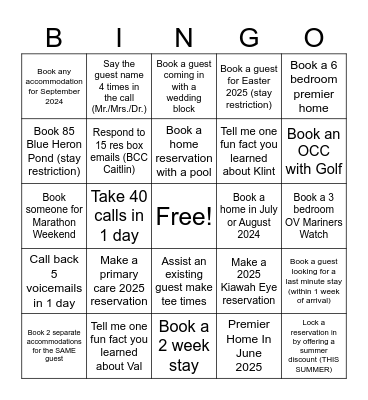 July Bingo Kicker Bingo Card