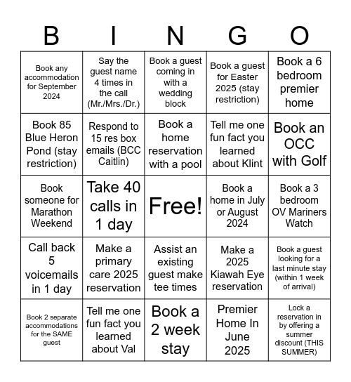 July Bingo Kicker Bingo Card