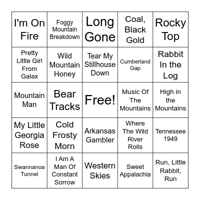 Round 1 - Bluegrass Bingo Card
