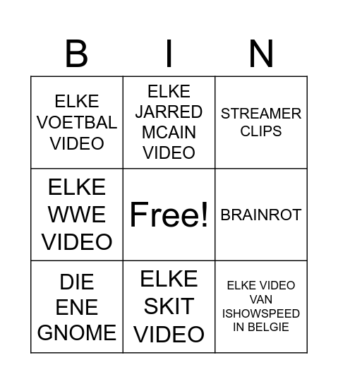 TikTok Bingo Card