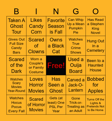 Halloween Bingo Card