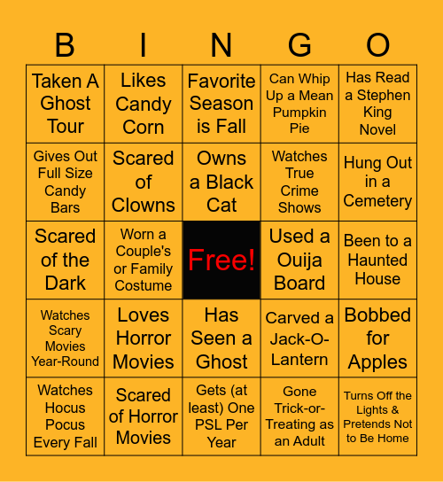 Halloween Bingo Card