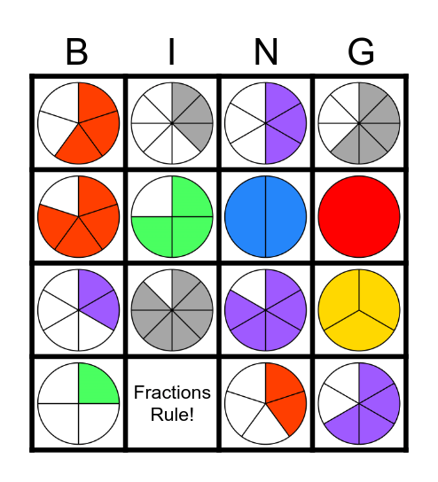 Fraction Circles Bingo Card