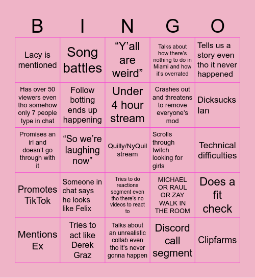 FIIVESTAR BINGO Card