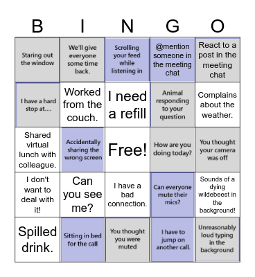Microsoft Teams Meeting BINGO Card