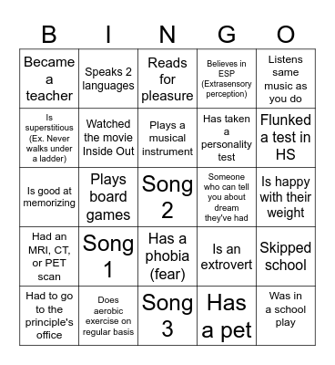 Psychology Icebreaker Bingo Card