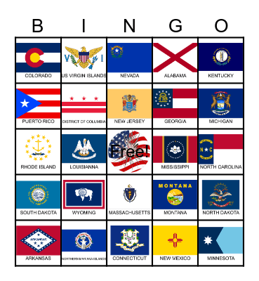 US FLags Bingo Card