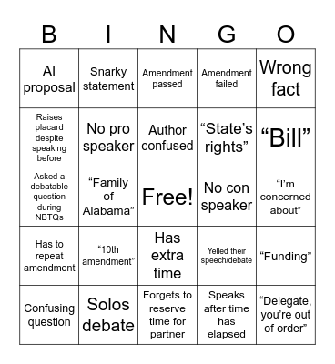 Committee C Bingo Card