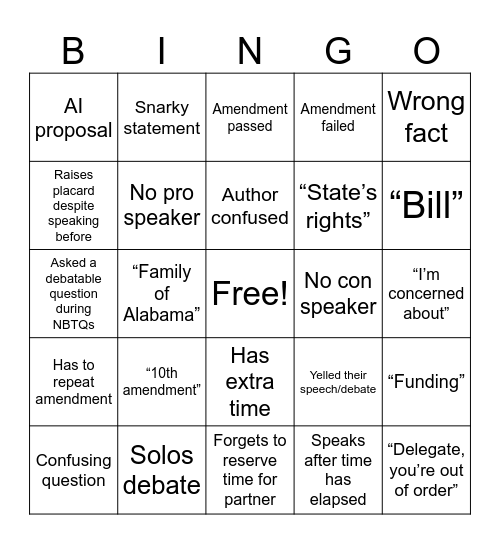 Committee C Bingo Card