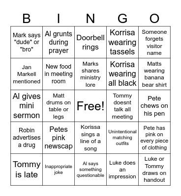 Revive Staff Meeting bingo Card