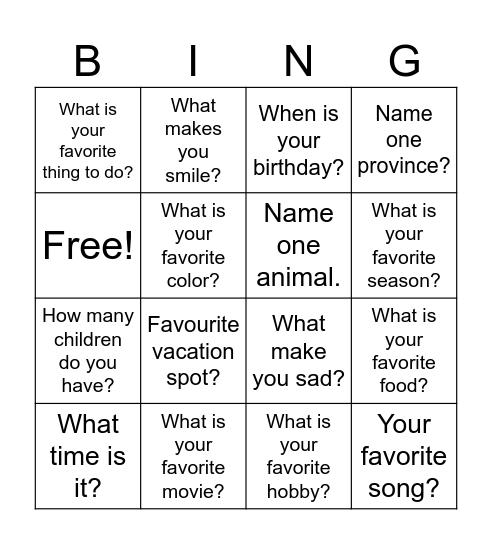 Untitled Bingo Card