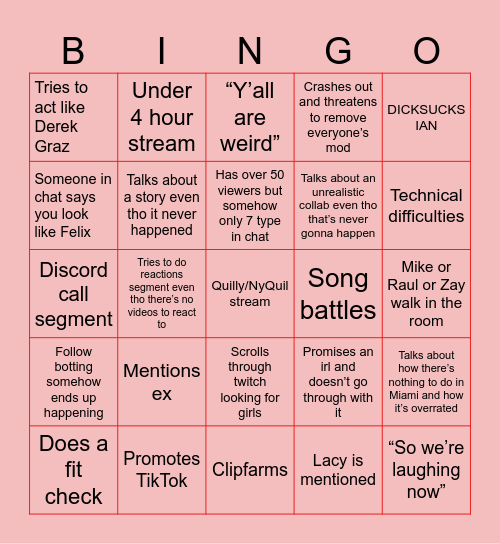 FIIVESTAR BINGO Card