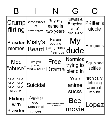2meirl4meirl Discord Bingo Card
