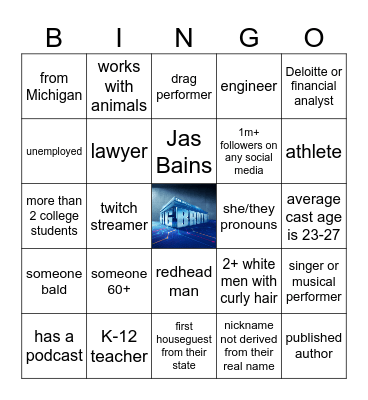bb26 cast Bingo Card