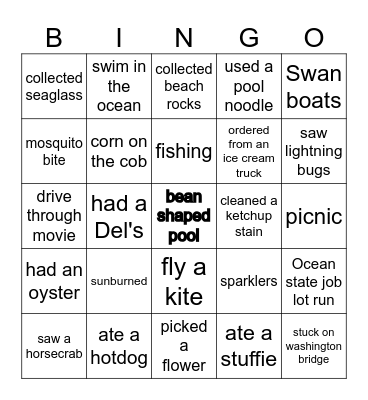 Summer Bingo Card
