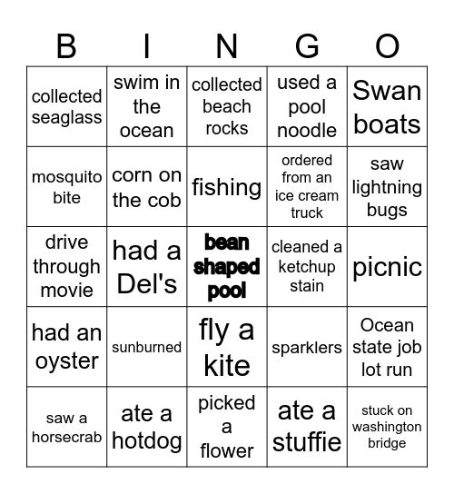 Summer Bingo Card