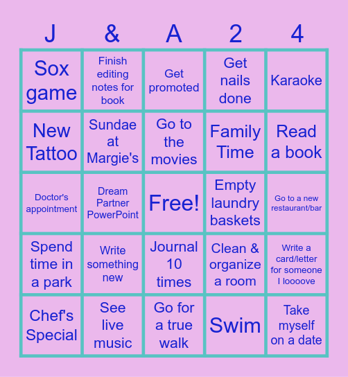 Sara's July/August Bingo Card