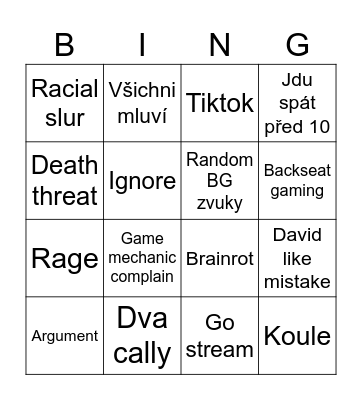 Discord call Bingo Card