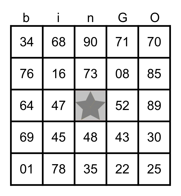 Matariki Bingo Card