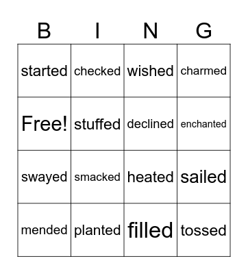 Charlotte P 7 16 24 3 sounds of -ed Bingo Card