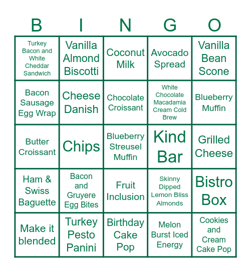 Starbucks Summer Challenge Bingo Card