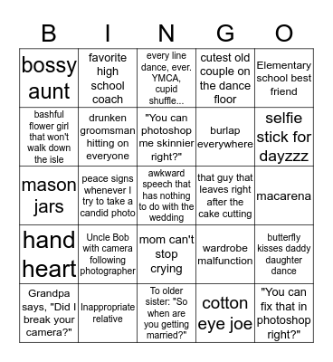 Wedding Bingo Card