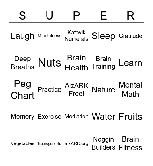 Super Noggin Bingo Card