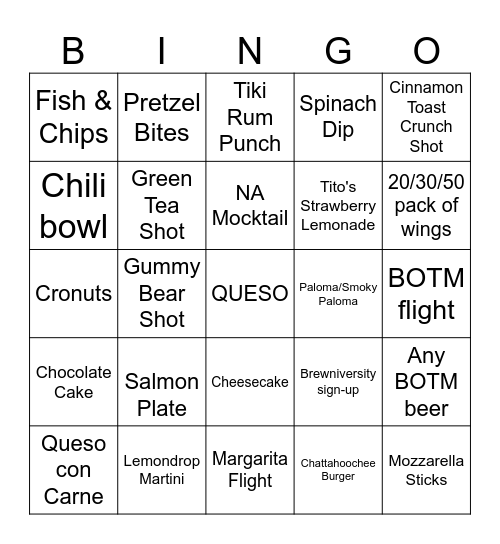 Taco Mac Bingo! Bingo Card