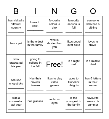 FIND SOMEONE WHO Bingo Card