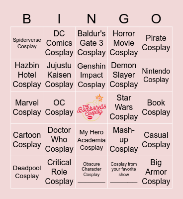 Supercon See a Cosplay Bingo Card