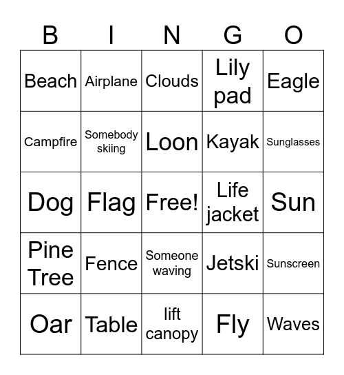 Pontoon Bingo Card