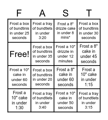 FAST FROSTER SHOWDOWN Bingo Card