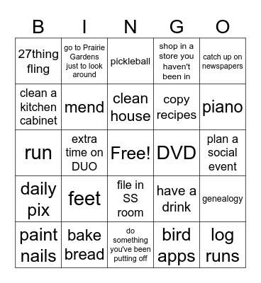 July Bingo Card