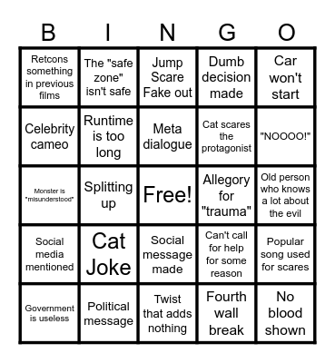 Generic PG-13 Film Bingo Card